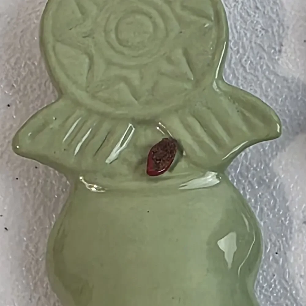 Set 2 Vtg Hand Painted Angel Christmas Ornaments Ceramic Choir Robe Green MCM